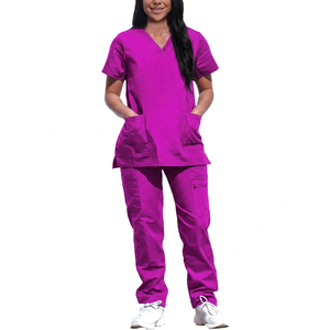 Ensemble de blouses médicales pour femmes à col en V, 100% coton denim tissé, uniformes d'hôpital écologiques pour infirmières et médecins, utilisation en salon de beauté - Product Image 4