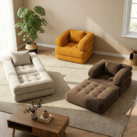 Fauteuil canapé simple pliable élégant au design moderne, 2-en-1, en mousse compressée, avec revêtement en tissu populaire, pour le loisir