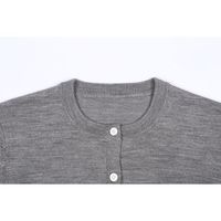 Cárdigan de Mujer de Manga Larga con Cuello Redondo, Tejido con Lana Merino 100% Extra Fina, Personalizado OEM, Antiarrugas, Ligero, para Otoño