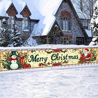 Bannière longue Joyeux Noël Rouge avec Boules de Noël et Branches de Pin pour Jardin Extérieur Décorations de Fête Personnalisables