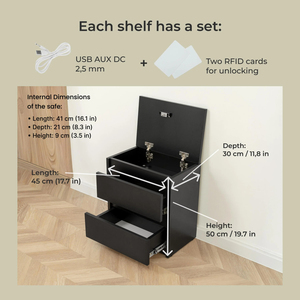 Mesita de Noche Segura para Dormitorio, Directo de Fábrica con Certificación ISO9001, Mesa Auxiliar con Compartimento Oculto y Cerradura RFID sin Llave - Product Image 4