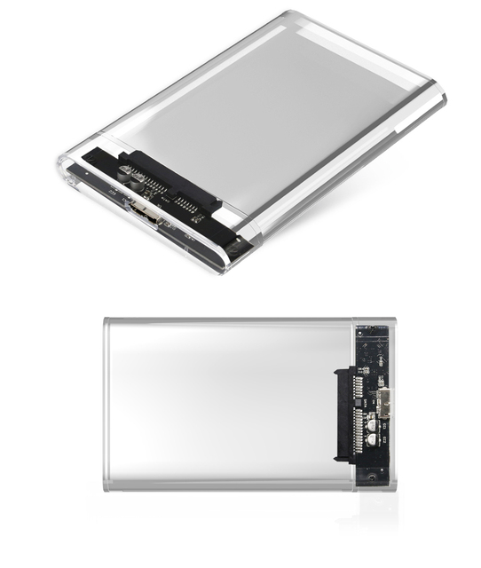 Justlink 2.5 Inch Transparent Hard Drive Enclosure USB 3.0 Type C 5Gbps SATA HDD SSD Ultra-Thin 9.5mm Case for Laptop PC