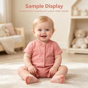 Rompers Ecológicos Unisex para Bebé al por Mayor, Teñidos con Tintes Naturales de Plantas, 100% Algodón, Manga Corta, Color Liso, para Verano - Product Image 2
