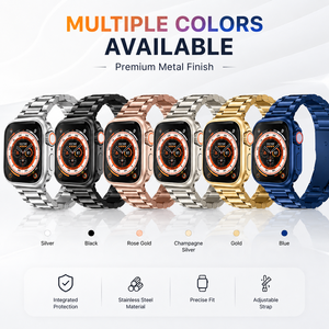 <span class=keywords><strong>Bracelet</strong></span> en acier inoxydable à trois perles avec coque intégrale en PC compatible avec <span class=keywords><strong>Apple</strong></span> <span class=keywords><strong>Watch</strong></span> S10 46 45 44 41 40MM - Product Image 3
