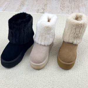Botas de Nieve Cálidas de Peluche de Moda para Mujer, Botines Gruesos de Felpa sin Cordones, Calzado de Invierno - Product Image 1