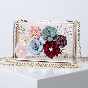 Sac à main en acrylique transparent pour femme, personnalisé en gros, sac à main <span class=keywords><strong>de</strong></span> soirée avec une belle boîte à fleurs - Product Image 3