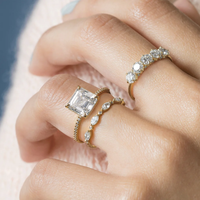 Bague de fiançailles en or massif 10K/14K/18K avec diamant de laboratoire solitaire taille Asscher 0,5-3 carats, sertie pavé sur mesure, certifiée IGI CVD/HPHT VVS