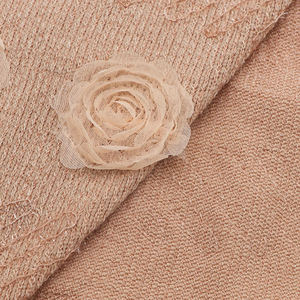 Warm Soft Stretch 240gsm Polyester Rayon Spandex Flower Rose Knit Embroidery <strong>Hacci</strong> Sweater <strong>Fabric</strong> - Product Image 2