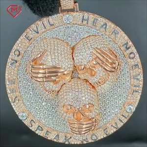 Mặt dây chuyền Moissanite cao cấp phong cách Hiphop mạ vàng hồng bạc 925, thiết kế đầu lâu 3D, đá Moissanite VVS tùy chỉnh - Product Image 2