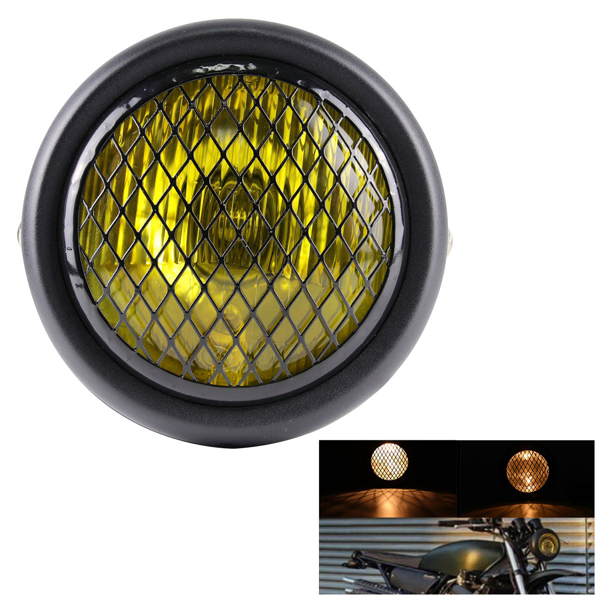 Unbrand 5″ Retro Black Halogen Headlight High/Low Beam For Harley Cafe Racer Bobber Motorcycles