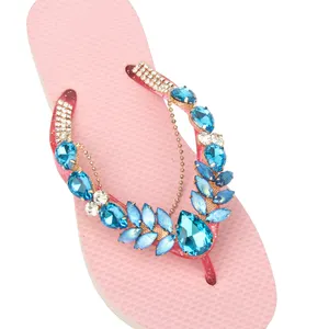 Suppliers bling V-shaped shoe clip flower gemstone heel sandal accessories rhinestone bows shoes decoration