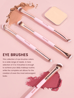 Set Kuas Makeup Profesional 7pcs Dua Sisi dengan 12 Puff Bedak dan Tas Makeup