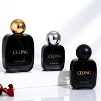 Flacon de parfum vide de luxe en verre plat de 30 ml, 50 ml, 100 ml, avec pulvérisateur de type pompe, bouchon rectangulaire coloré avec logo personnalisé
