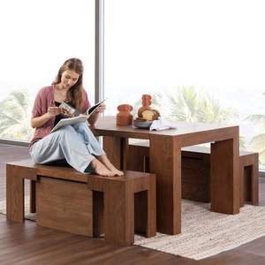 Tùy Chỉnh Sang Trọng Gỗ Tự Nhiên Gấp Bàn Ăn Đặt Bàn Thanh Tốt Nhất Với Giao Diện Điều Khiển Hutch Cho Khách Sạn Phòng Ăn - Product Image 6