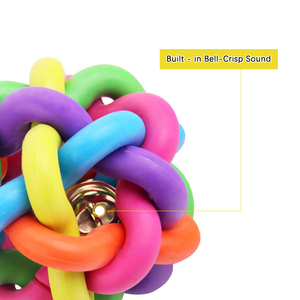 Juguete Masticable para Perros con Sonido Colorido, Bola de Goma Ecológica con Campana Tejida, Estilo Casual y Lindo, Alivio de la Ansiedad, Duradero para Jugar a Diario - Product Image 4