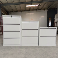 Classeur de bureau moderne à structure KD avec tiroirs verticaux en acier et serrure centrale, classeur latéral métallique verrouillable