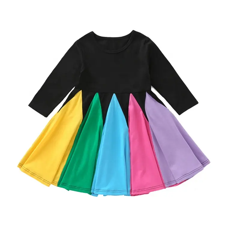 Hot Sale Spring Girls Dresses Children's Clothing Rainbow Baby Girl Party Skirt Dresses For Girls