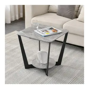 2024 роскошный мраморный столик, простой квадратный столик для гостиной, маленький Современный Креативный журнальный столик, приставной столик