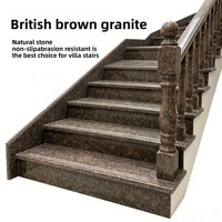 Granit naturel brun indien, marbre noir doré, pierre de seuil rouge indienne, lin doré californien poli pour entrée