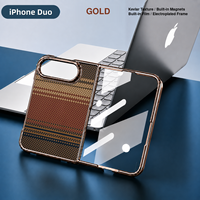   Étui de téléphone magnétique texturé pour Apple iPhone Duo, cadre électroplaqué, film de protection intégré, coque de protection antichoc