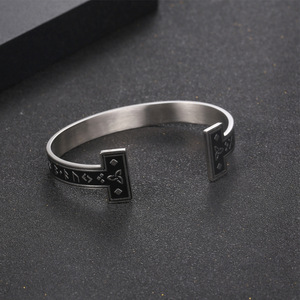 Viking Rune Men's Open <b>Cuff</b> <b>Bracelet</b> Tibetan <b>Silver</b> Letter Design Gift Jewelry CZ065 - Product Image 3