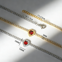Bracelets en acier inoxydable avec pendentif ovale en forme de cœur rouge, bracelet tennis en zircon anti-ternissement, bijoux tendance pour femmes, cadeau de la Saint-Valentin