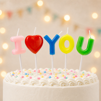 Bougies Alphabet Multicolores « Je t'aime » Anti-goutte, Combustion Propre, Bougies Lettres pour Gâteau, Idéales pour Fêtes et la Saint-Valentin, Vente en Gros