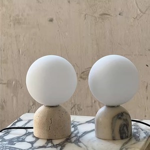 Lámpara de mesa de mármol estilo nórdico LED E27 con interruptor para iluminación ambiental de dormitorio y sala de estar - Product Image 3