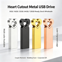 Clé USB portable en métal en forme de cœur avec logo gravé personnalisé, USB 3.0/2.0, 1 To, 32 Go, garantie 2 ans, vente en gros, cadeau