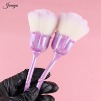 Sikat Pembersih Kuku Rambut Nylon Desain Bunga Mawar Gagang Plastik Pink Mewah Populer untuk Menghilangkan Debu Manikur