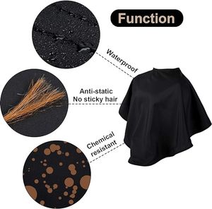 Robe de barbier imperméable en polyester pour adultes avec logo personnalisé, robe de beauté pour le maquillage, cape de salon noire pour filles - Product Image 4