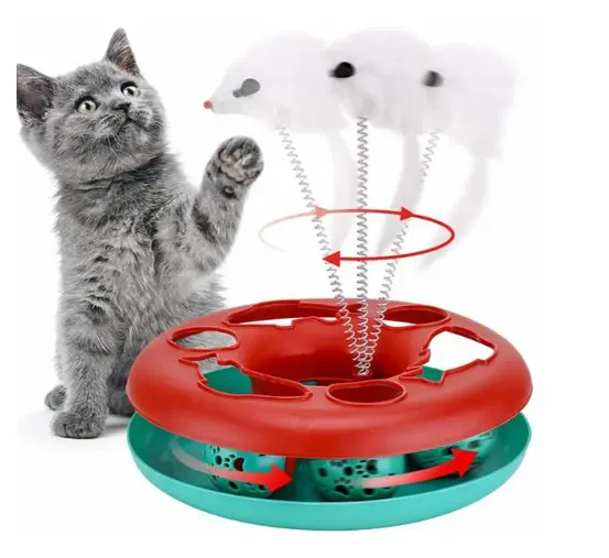 Jouets pour chats interactifs amusants avec cataire Spring Pet Toy avec balles d'exercice Teaser Mouse