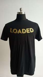 Camiseta <span class=keywords><strong>de</strong></span> Alta Calidad con Estampado <span class=keywords><strong>de</strong></span> Lámina Dorada Personalizada, Camisetas Negras <span class=keywords><strong>de</strong></span> Algodón Peinado con Estampado Brillante Dorado para Hombre - Product Image 2