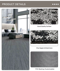 Dalles <span class=keywords><strong>de</strong></span> moquette carrées en polyester non tissé robustes, fabriquées à la machine, à boucles, nouveauté, en latex antidérapant, extra épaisses, vente en gros - Product Image 4