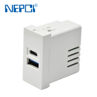 Suministros Eléctricos NEPCI Módulo de Cargador Rápido USB de 22.5X45MM XJY-USB-A61A-20AC Toma de Corriente de Carga Rápida USB de 20W