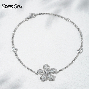 Starsgem 18K oro blanco 1.1ct 2,5*4mm corte de pera laboratorio cultivado diamante flor conjunto pulsera brazaletes regalo joyería fina Unisex - Product Image 1