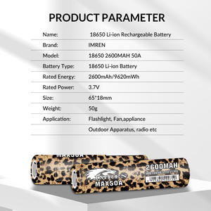 Batterie IMREN <span class=keywords><strong>18650</strong></span> <span class=keywords><strong>2600mah</strong></span> VTC5 <span class=keywords><strong>50A</strong></span> STOCK US USA 3.7v 3.6v Cellule Lithium Li-ion Rechargeable Inr18650 Cylindrique Ternaire Akku - Product Image 3