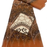 Robe de soirée populaire pour femme, tissu de dentelle française de luxe brodé de perles et de sequins pour mariage