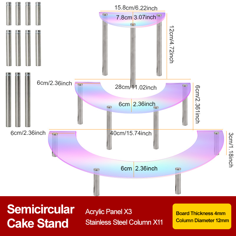 Coloré, 3 niveaux, colonne de pied d'acier inoxydable