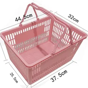 customized iron wire rolling supermarket rose gold fabric metal plastic pink shopping baskets