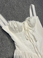 Robe blanche en dentelle ADYABY, col halter, décolleté plongeant, sexy, amincissante, taille ajustée, écologique, douce, effet rajeunissant, idéale pour un rendez-vous ou un voyage