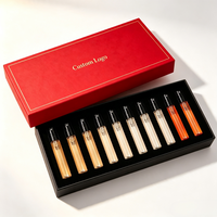 Boîte à échantillons de parfum de luxe, rouge, finition brillante UV, emballage coulissant pour 10 mini-parfums avec insert en mousse, coffret cadeau en papier écologique