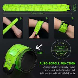 Bracelet LED Réfléchissant Écologique et Sûr, Rechargeable par USB, Haute Visibilité, 3 Modes d'Éclairage, Clignotant Réglable pour la Marche Nocturne - Product Image 2