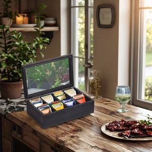 Boîte à thé en <span class=keywords><strong>bois</strong></span> bon marché et de haute qualité avec compartiments boîte de support de sachet de thé en <span class=keywords><strong>bois</strong></span> pour cadeaux de maison de cuisine - Product Image 2