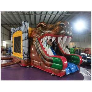 Castello Gonfiabile Commerciale Personalizzato a Tema Dinosauro per Bambini con Scivolo e <span class=keywords><strong>Area</strong></span> Salto - Prezzo di Fabbrica - Product Image 3