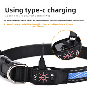Collier lumineux pour chien de grande taille, USB, en <span class=keywords><strong>maille</strong></span>, collier lumineux pour animaux de compagnie, bande réfléchissante en <span class=keywords><strong>maille</strong></span> de nylon, motif à carreaux, style anglais, ouverture de moule - Product Image 4
