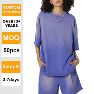 T-shirt uni en coton lourd 100% personnalisé, à épaules tombantes, dégradé, pour impression en gros, broderie pour hommes - Product Image 1