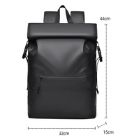 Sac à dos de voyage haut de gamme pour homme, design roll-top, grande capacité, en PU, pour les voyages d'affaires, tendance, pour les trajets quotidiens, motif géométrique