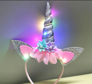 Bandeau lumineux licorne LED à la mode pour enfants bandeau lumineux à la mode pour les filles parfait <span class=keywords><strong>noël</strong></span> Halloween fête d'anniversaire - Product Image 5