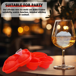 Mới lạ dễ dàng phát hành 2.5 inch hoa 3D Rose Shaped <span class=keywords><strong>Ice</strong></span> ball maker 4 khoang Silicone <span class=keywords><strong>Ice</strong></span> Cube khay khuôn cho whisky - Product Image 4